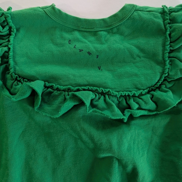 Clare V Ruffled Sweatshirt Kelly Green Size Large - Picture 8 of 10
